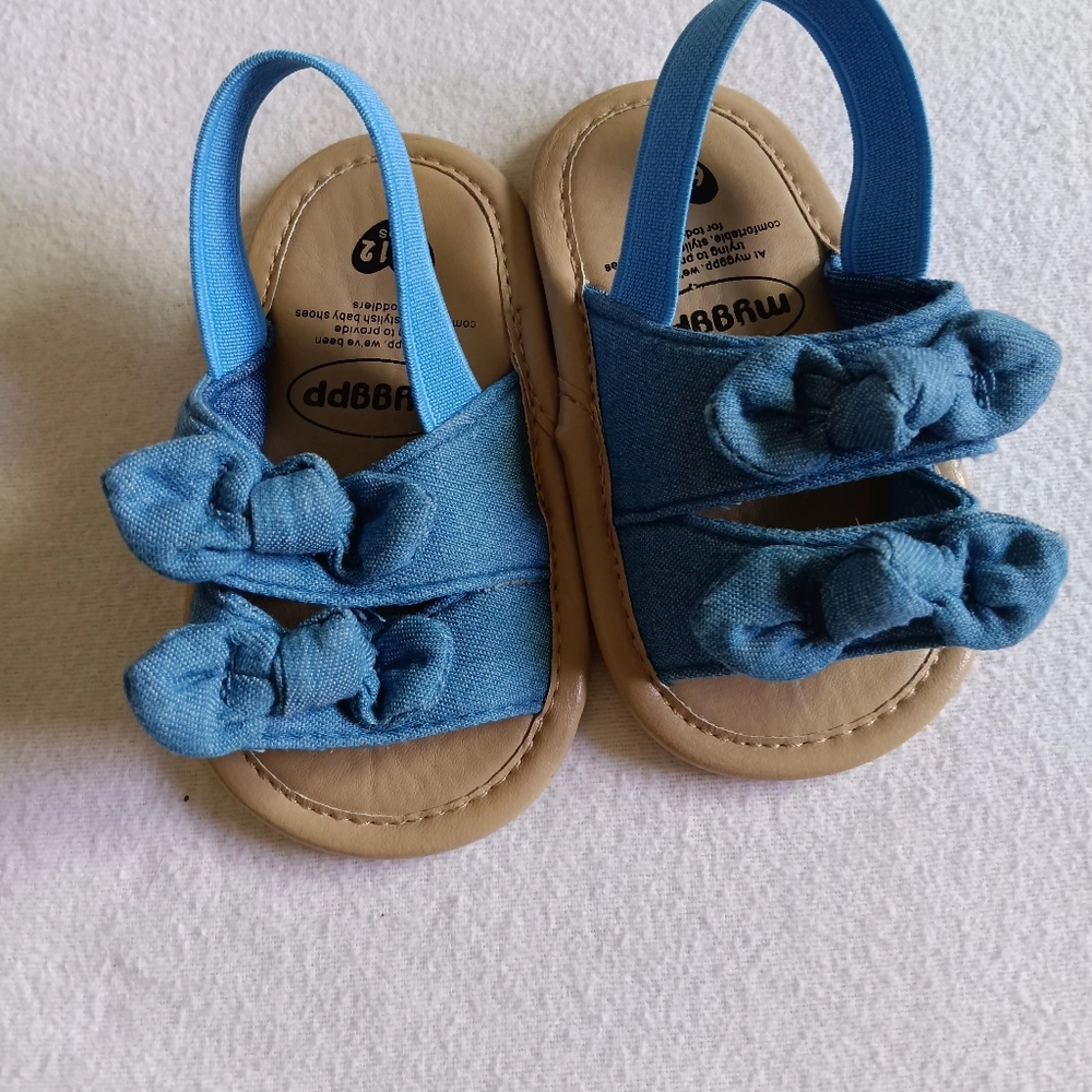 Myggpp Size 6-12M Blue Denim Style Sandals